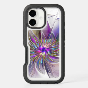 Energetic, Colorful Abstract Fractal Art Flower iPhone 16 Case