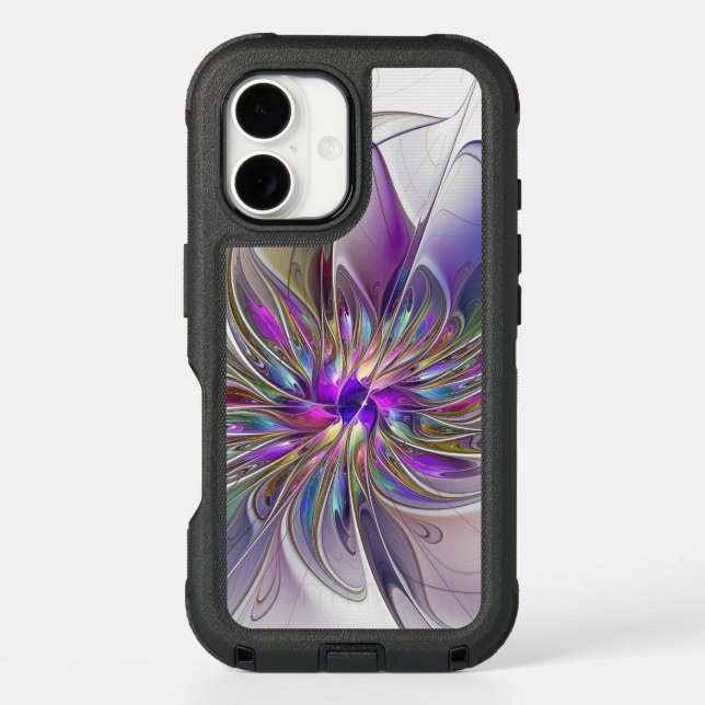 Energetic, Colorful Abstract Fractal Art Flower Otterbox iPhone Case (Back)