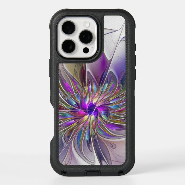 Energetic, Colorful Abstract Fractal Art Flower Otterbox iPhone Case (Back)