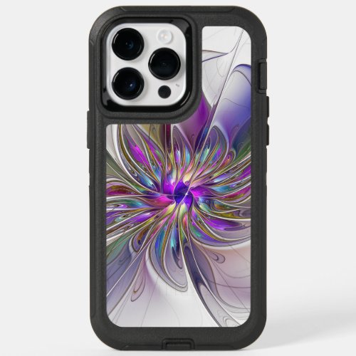 Energetic Colorful Abstract Fractal Art Flower OtterBox iPhone 14 Pro Max Case