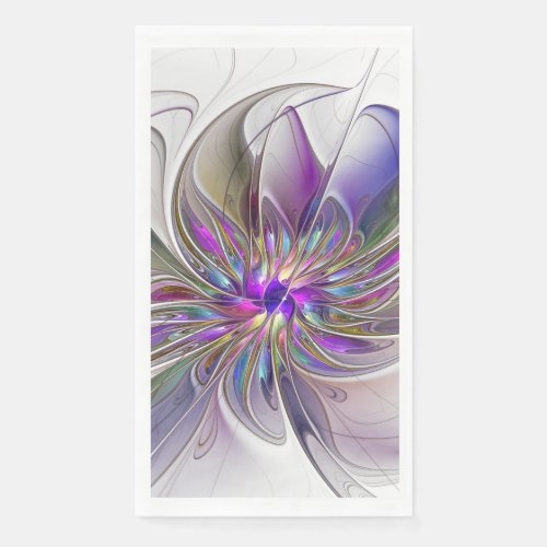 Energetic Colorful Abstract Fractal Art Flower Paper Guest Towels