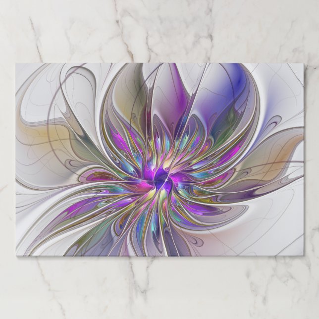 Energetic, Colorful Abstract Fractal Art Flower Paper Pad (Front)