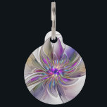 Energetic, Colorful Abstract Fractal Art Flower Pet ID Tag<br><div class="desc">A multicolored powerful fantasy flower, 
unique floral fractal art.
Design for your pet ID tag and more.</div>