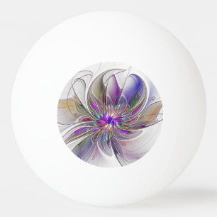 Energetic, Colorful Abstract Fractal Art Flower Ping Pong Ball