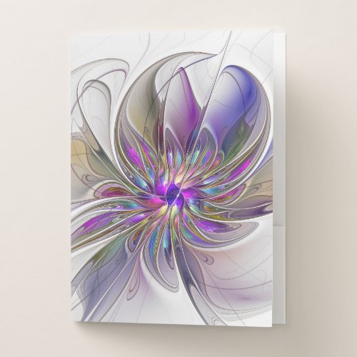 Energetic Colorful Abstract Fractal Art Flower Pocket Folder