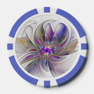 Energetic, Colorful Abstract Fractal Art Flower Poker Chips