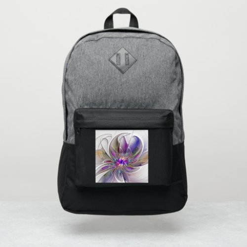 Energetic Colorful Abstract Fractal Art Flower Port Authority Backpack