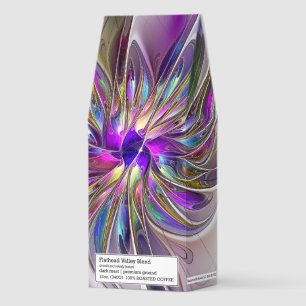 Energetic, Colorful Abstract Fractal Art Flower Roasted Coffee