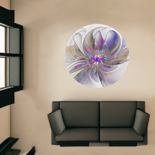Energetic Colorful Abstract Fractal Art Flower Rug