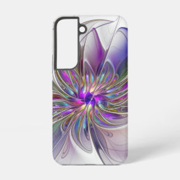 Energetic, Colorful Abstract Fractal Art Flower Samsung Galaxy S22 Case