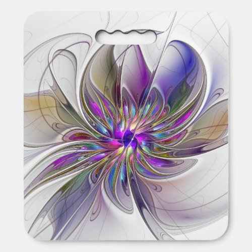 Energetic Colorful Abstract Fractal Art Flower Seat Cushion