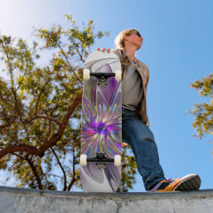 Energetic, Colorful Abstract Fractal Art Flower Skateboard