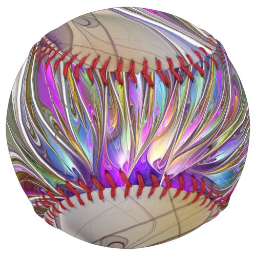 Energetic Colorful Abstract Fractal Art Flower Softball
