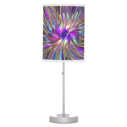Energetic Colorful Abstract Fractal Art Flower Table Lamp