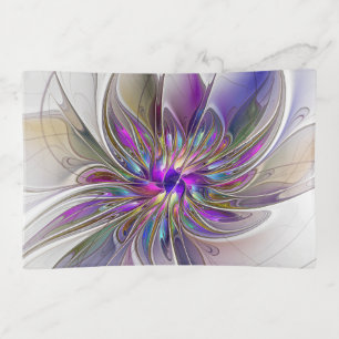 Energetic, Colorful Abstract Fractal Art Flower Trinket Tray