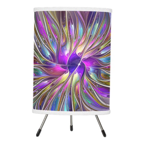 Energetic Colorful Abstract Fractal Art Flower Tripod Lamp