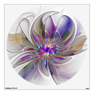 Energetic, Colorful Abstract Fractal Art Flower Wall Decal