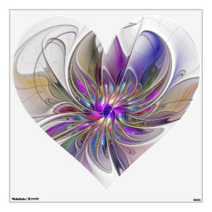 Energetic, Colorful Abstract Fractal Art Flower Wall Decal