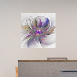 Energetic, Colorful Abstract Fractal Art Flower Wall Decal
