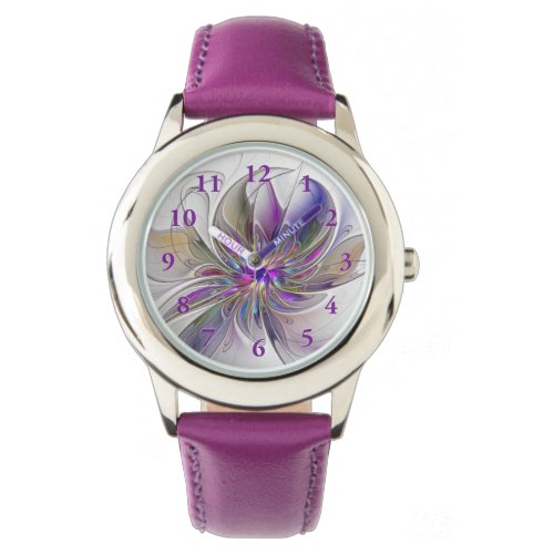Energetic Colorful Abstract Fractal Art Flower Watch