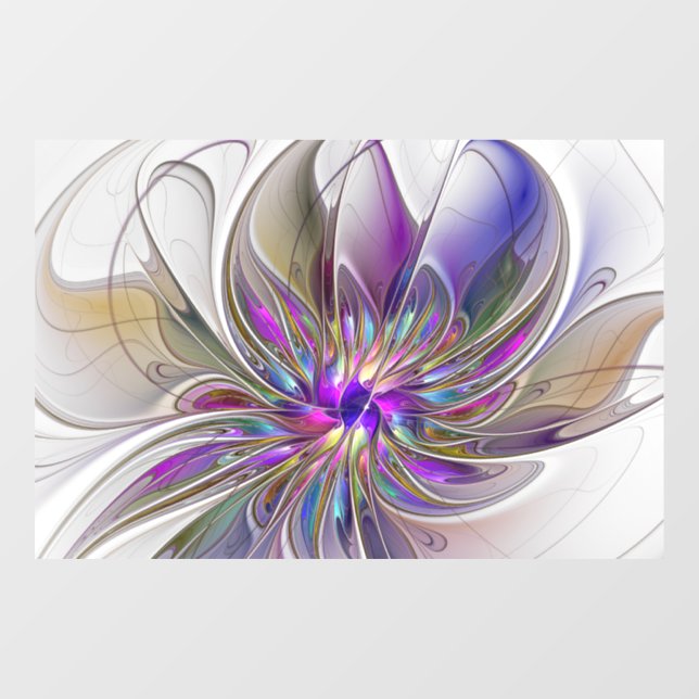 Energetic, Colorful Abstract Fractal Art Flower Window Cling (Sheet)