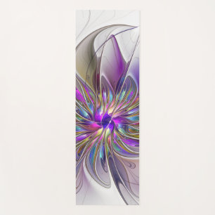 Energetic, Colorful Abstract Fractal Art Flower Yoga Mat