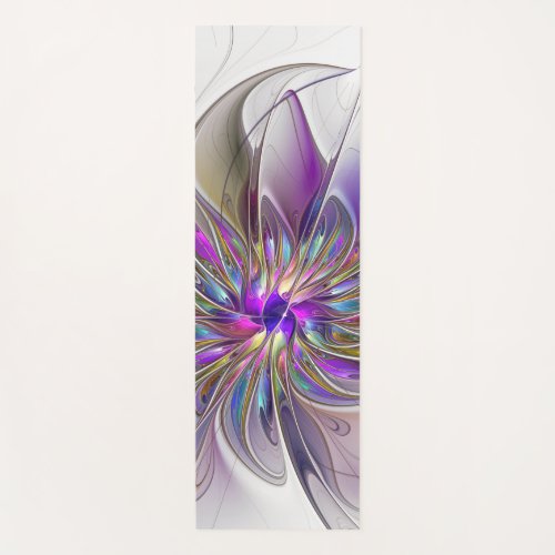 Energetic Colorful Abstract Fractal Art Flower Yoga Mat