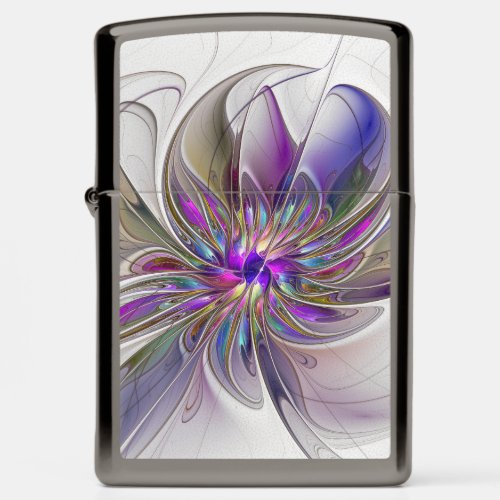 Energetic Colorful Abstract Fractal Art Flower Zippo Lighter