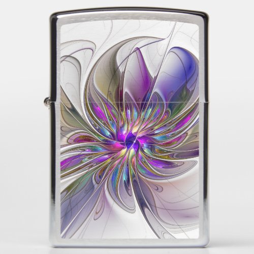 Energetic Colorful Abstract Fractal Art Flower Zippo Lighter