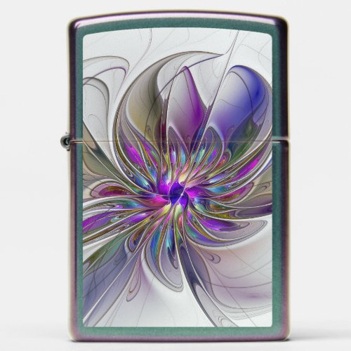 Energetic Colorful Abstract Fractal Art Flower Zippo Lighter