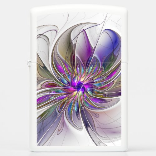 Energetic Colorful Abstract Fractal Art Flower Zippo Lighter