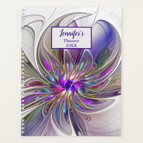 Energetic Colorful Abstract Fractal Flower Name Planner