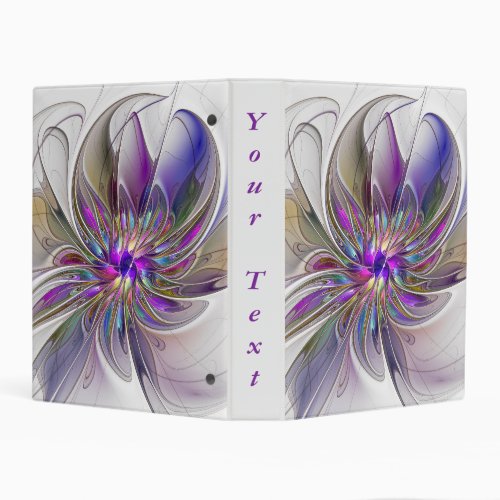 Energetic Colorful Abstract Fractal Flower Text Mini Binder