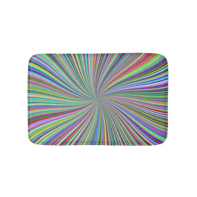 Energetic Colorful Ribbon Sunburst Bath Mat (Front)