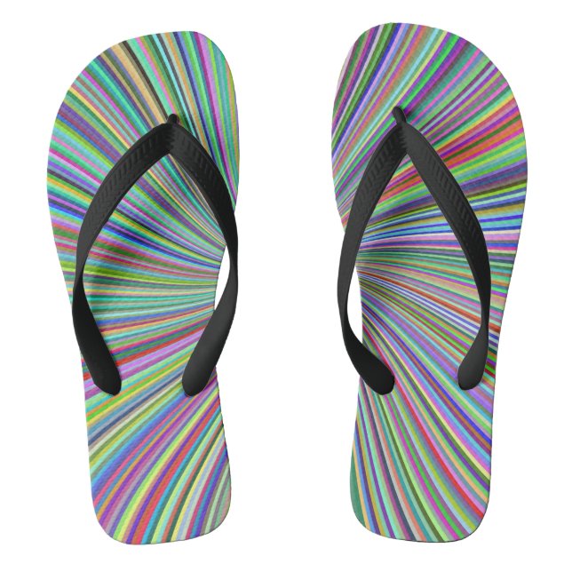 Energetic Colorful Ribbon Sunburst Flip Flops (Footbed)