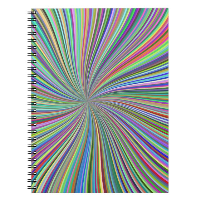 Energetic Colorful Ribbon Sunburst Notebook (Front)