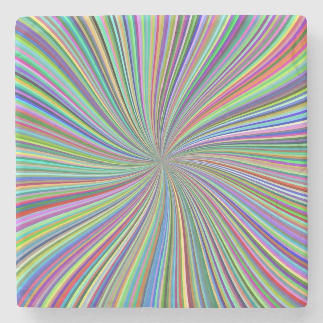 Energetic Colorful Ribbon Sunburst Stone Coaster (Front)