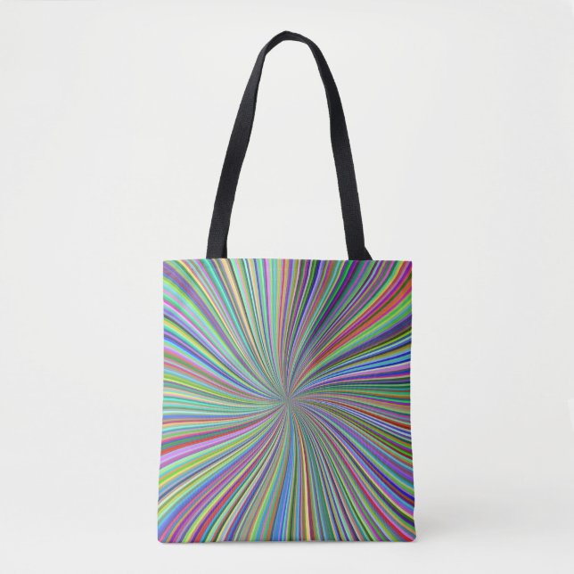 Energetic Colorful Ribbon Sunburst Tote Bag (Front)