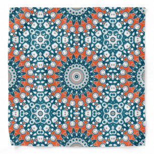 Energetic Coral and Teal Boho Pattern Bandana
