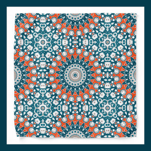 Energetic Coral and Teal Boho Pattern Bandana