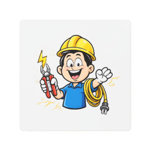 Energetic Electrician Mascot Lightning Cartoon Art