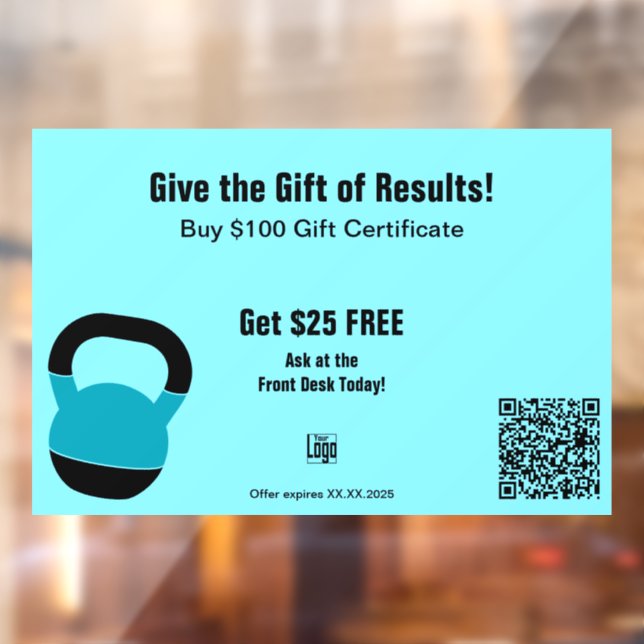 Energetic Gym All Year Gift Certificate Promotion Window Cling (Sheet 2)