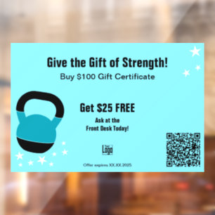 Energetic Gym Christmas Gift Certificate Promotion Window Cling