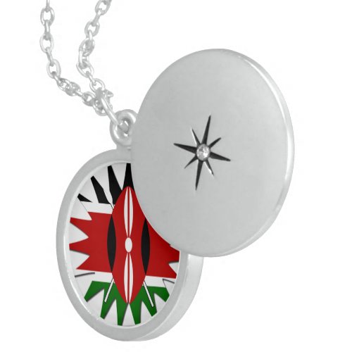 Energetic Kenyan National Flag star Illustration  Sterling Silver Necklace