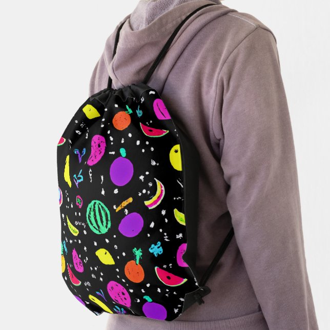 Energetic Neon Fruit Dance Drawstring Bag (Insitu)