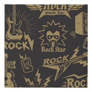 Energetic rock music essence faux canvas print