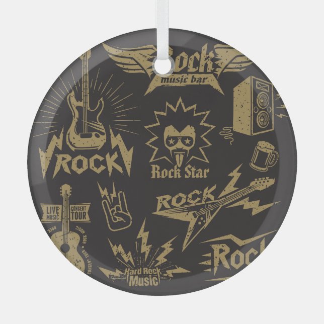 Energetic rock music essence glass ornament (Front)