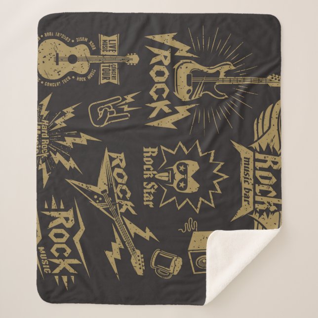 Energetic rock music essence sherpa blanket (Front)