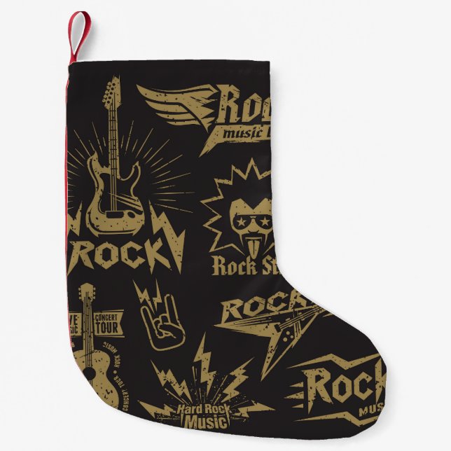 Energetic rock music essence small christmas stocking (Front)