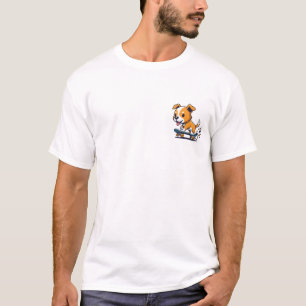 Energetic Skateboarding Puppy Illustration T-Shirt